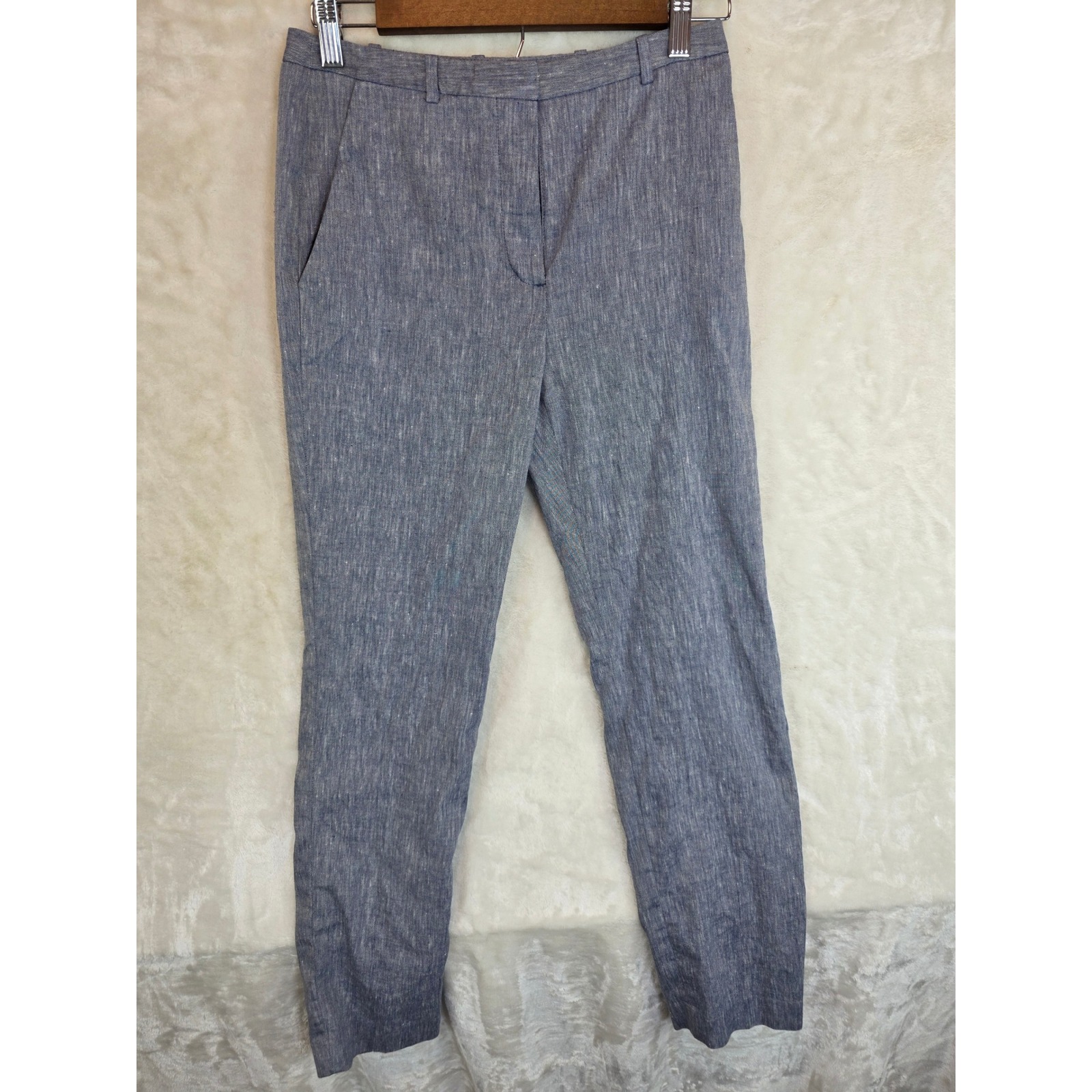 Antonio Melani Blue Linen Blend Slim Leg Dress Pants 99amm481 Womens Size 2